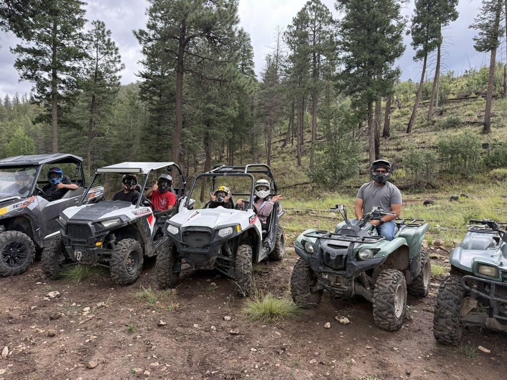 Off-road riders gathering in the forest